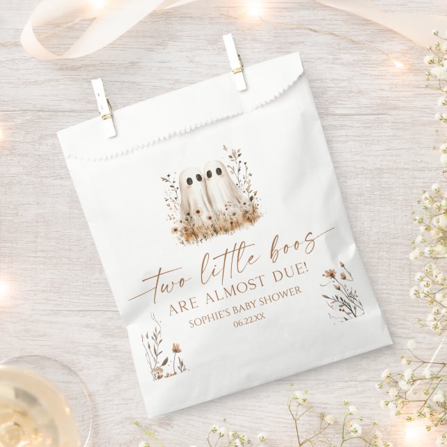 Two Little Boos Ghost Wildflower Twins Baby Shower Favour Bag (Clipped)