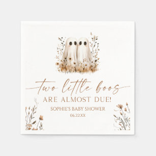 Two Little Boos Ghost Wildflower Twins Baby Shower Napkin