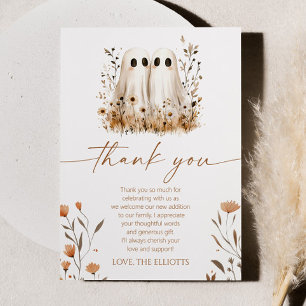 Two Little Boos Ghost Wildflower Twins Baby Shower Thank You Card