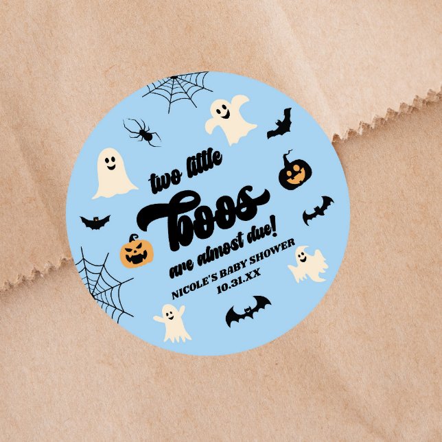 Two Little Boos Twins Halloween Baby Shower Classic Round Sticker (Creator Uploaded)