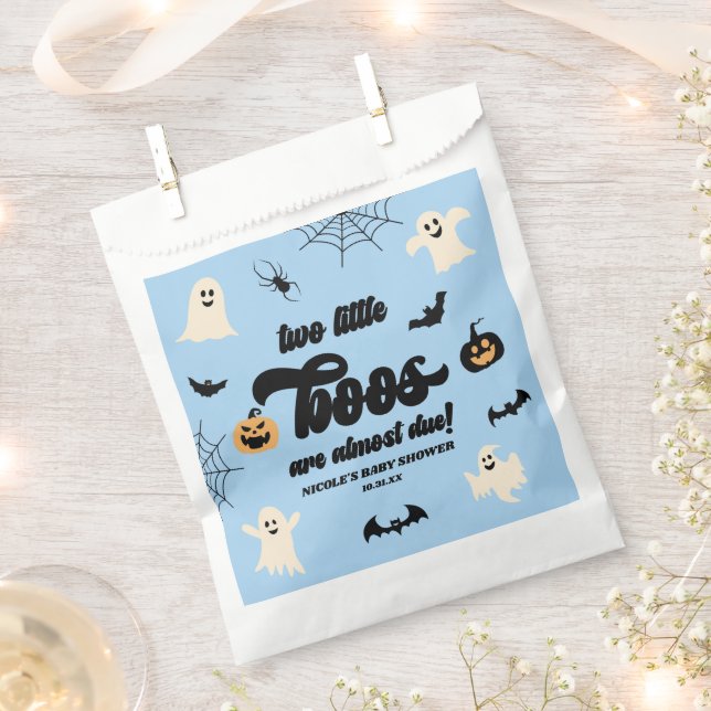 Two Little Boos Twins Halloween Baby Shower Favour Bag (Clipped)