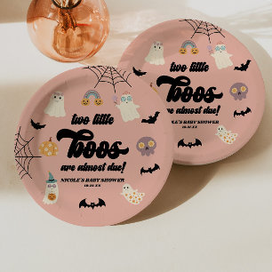 Two Little Boos Twins Halloween Baby Shower Paper Plate