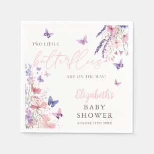 Two Little Butterflies Floral Twins Baby Shower Napkin
