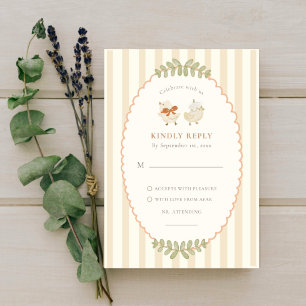 Two Little Chicks   Twins Watercolor RSVP Card