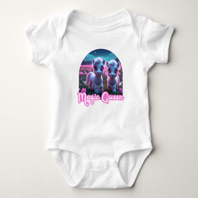 Two little cute ponies — Magic Queen Baby Bodysuit (Front)