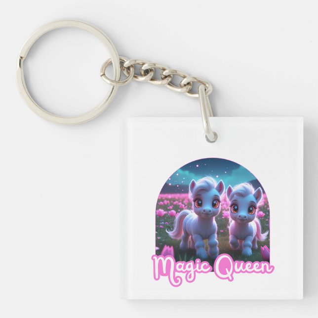 Two little cute ponies — Magic Queen Key Ring (Front)