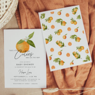 Two little Cutie Twin Baby Shower Oranges Invitation
