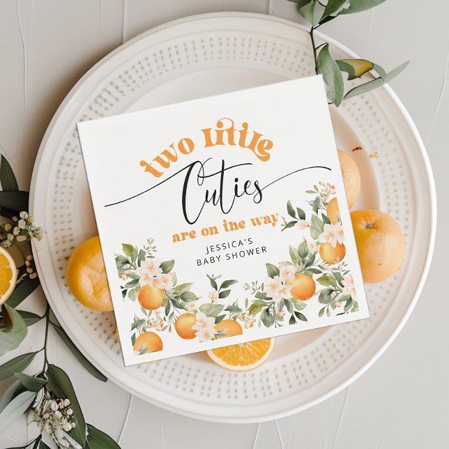 Two little cutie twins baby shower oranges napkin (Creator Uploaded)