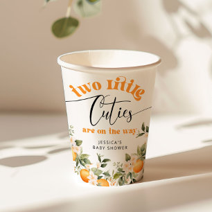 Two little cutie twins baby shower paper cups