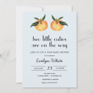 Two Little Cuties Are On the Way Twin Baby Shower Invitation