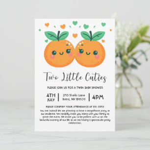 Two Little Cuties are on The Way Twins Baby Shower Invitation