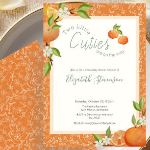 Two Little Cuties On The Way Twins Baby Shower Invitation