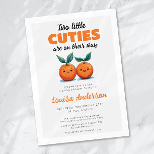 Two Little Cuties Orange Twin Baby Shower Invitation