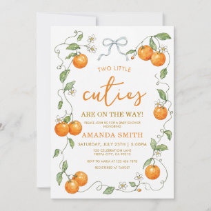 Two Little Cuties Twin Baby Shower Invitation