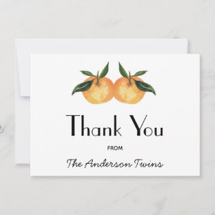 Two Little Cuties Twin Baby Shower Thank You Card