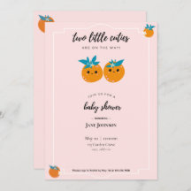 Two Little Cuties Twins Baby Shower Invitation