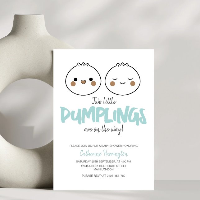 Two Little Dumplings Cute Twin Baby Shower Invitation (Creator Uploaded)
