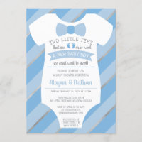 Two Little Feet Baby Shower Invitation, Bow Tie