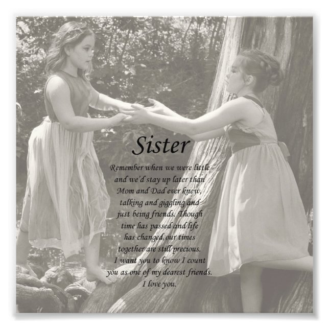 Two Little Girls Sister Thank You Photo Print (Front)