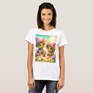 two little girls with a bunny and a bunny T-Shirt