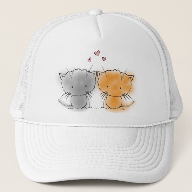 Two Little Kittens Illustration Trucker Hat (Front)