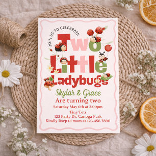 Two Little Ladybugs Birthday Invitation – Twins 2n
