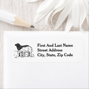 Two Little Lambs – Cute Cottagecore Farm Sketch Return Address Label