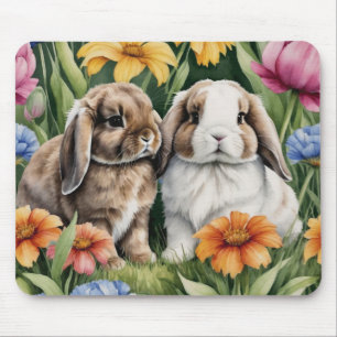 Two Little Lop Bunny rabbits Mouse Pad
