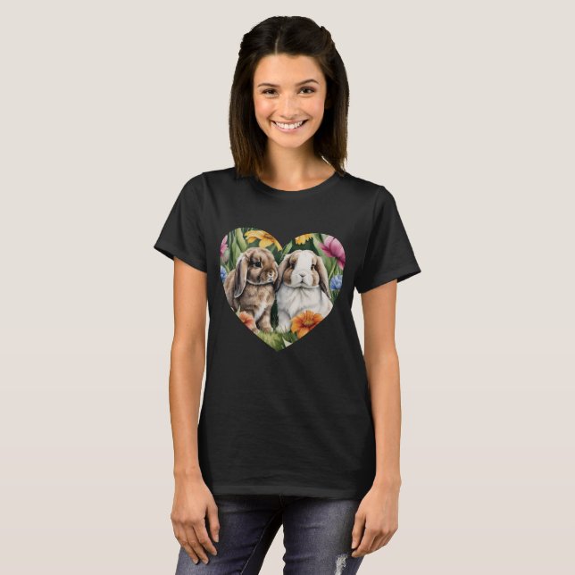 Two Little Lop Bunny rabbits T-Shirt (Front Full)