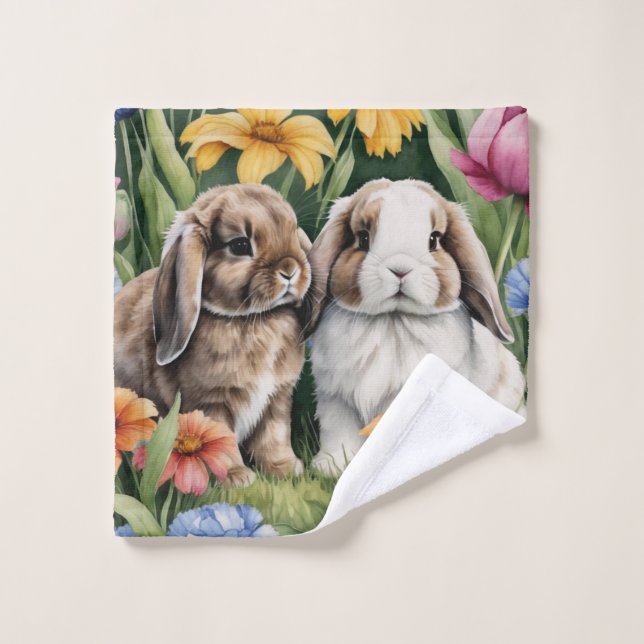 Two Little Lop Bunny rabbits Wash Cloth (Wash Cloth)