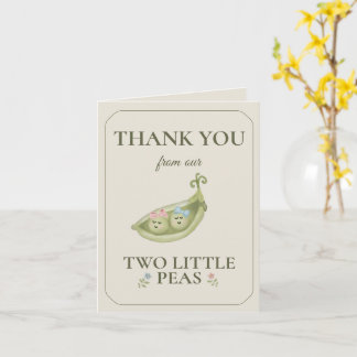 Two Little Peas Twin Baby Shower Thank You Card