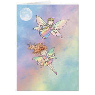 Two Little Pixies in Flight Card