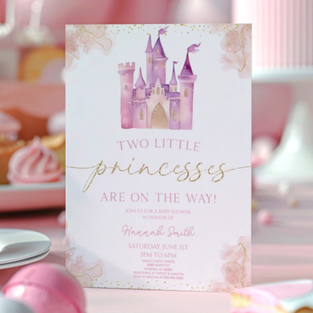 Two Little Princesses Castle Twins Baby Shower Invitation (Creator Uploaded)