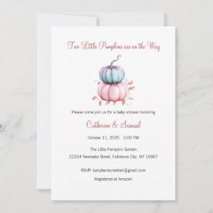 Two Little Pumpkins are on the Way, Baby Invitation