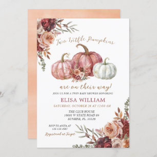 Two Little Pumpkins are on their way - Twin baby  Invitation