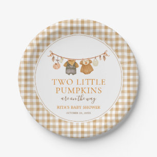 Two Little Pumpkins Autumn Fall Twins Baby Shower Paper Plate
