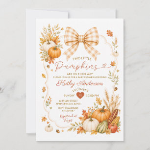 Two Little Pumpkins Autumn Harvest Baby Shower Invitation
