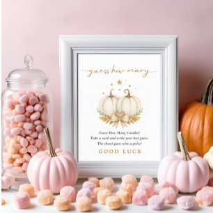 Two Little Pumpkins Baby Shower Guessing Game Sign