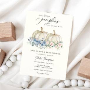 Two Little Pumpkins Baby Shower Invitation