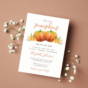 Two Little Pumpkins Baby Shower Invitation
