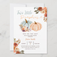 Two Little Pumpkins Blue Mint & Peach Baby Shower