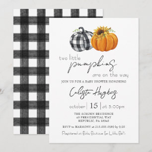 Two Little Pumpkins Sunflower Twins Baby Shower In Invitation