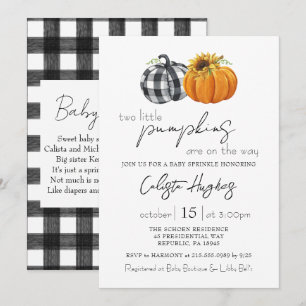 Two Little Pumpkins Sunflower Twins Baby Sprinkle Invitation