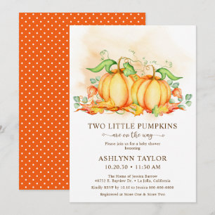 Two Little Pumpkins Twin Baby Shower Invitation