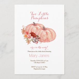 Two little pumpkins Twin Rose Gold Invitation