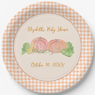 Two Little Pumpkins Twins Autumn Baby Shower  Paper Plate