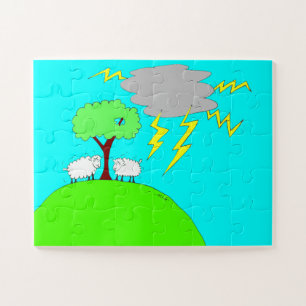 Two Little Sheep Under a Cloud Jigsaw Puzzle