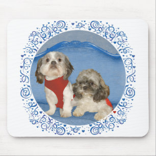 Two Little Shih Tzu Rescue Doggies Mouse Pad
