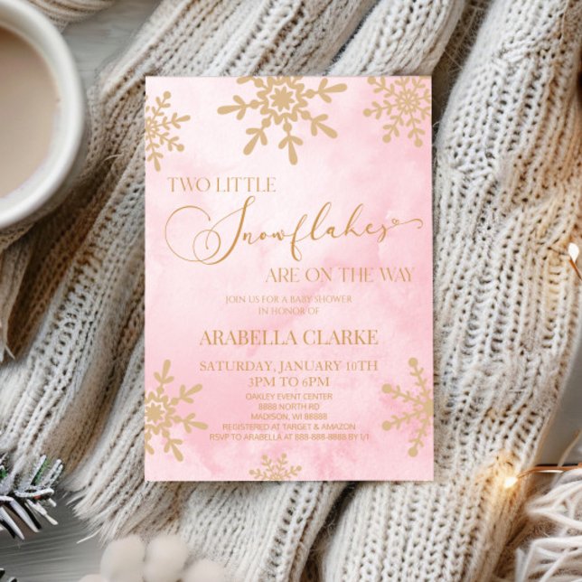 Two Little Snowflakes Winter Twins Baby Shower Invitation (Creator Uploaded)