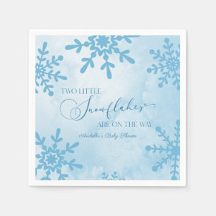 Two Little Snowflakes Winter Twins Baby Shower Napkin